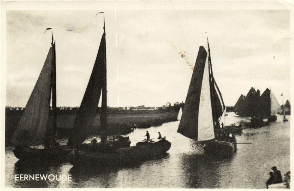 Eernewoude - skutsjes - 1949 gelopen, Verzamelen, Ansichtkaarten | Nederland, Gelopen, Noord-Brabant, 1940 tot 1960, Verzenden