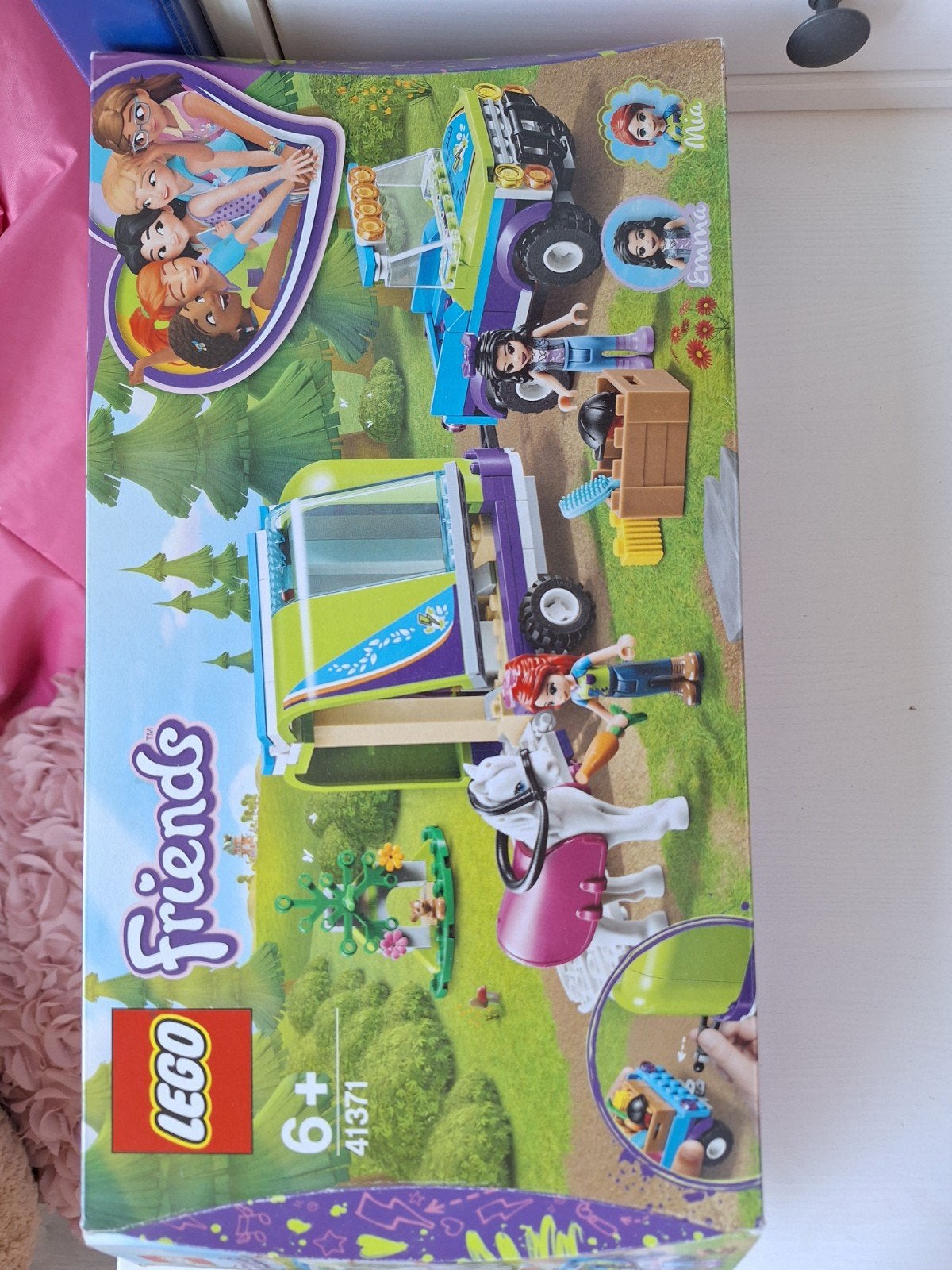 Lego Friends Mia's paardentrailer (41371) met doos en boekje, Ophalen of Verzenden