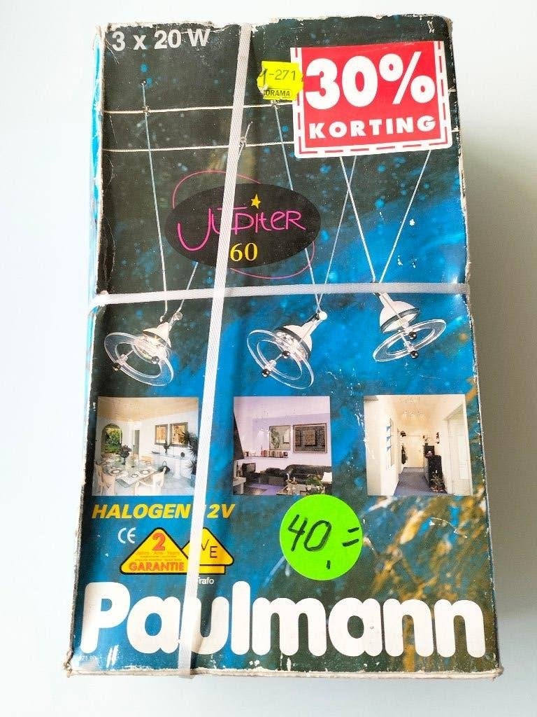 Jaren 80  Paulmann Jupiter 60 Halogeen Draadspanverlichting, Huis en Inrichting, Lampen | Hanglampen, Vintage, Nieuw, Overige fittingen