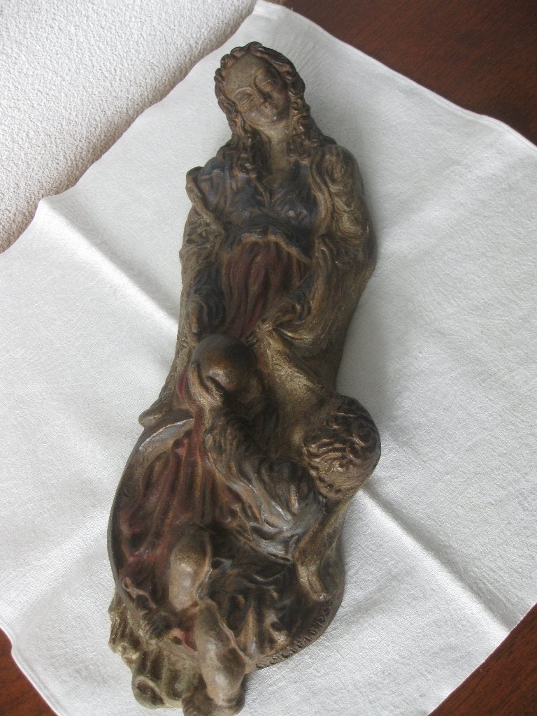 C. Olifiers. Polychroom terracotta Madonna, begin 20e eeuw., Ophalen of Verzenden