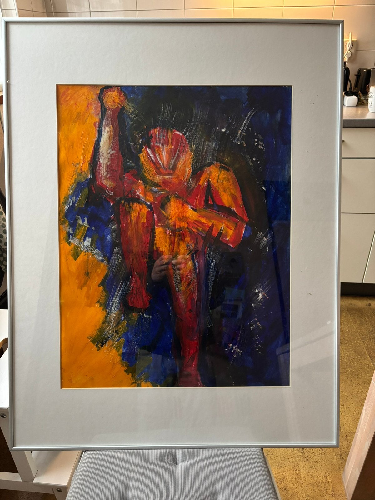 Schilderij (olieverf) origineel getiteld “ Boos “, Ophalen of Verzenden