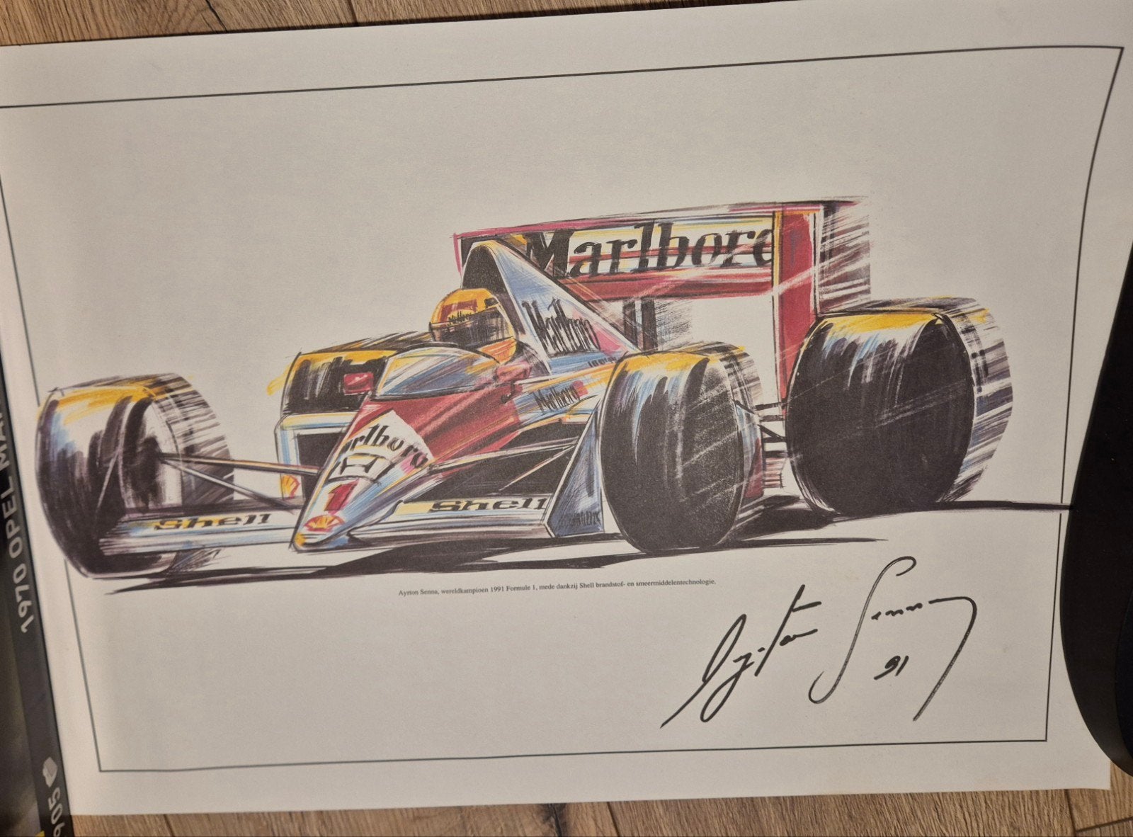 Formule 1 Marlboro Shell Tekening Gesigneerd Arton Senna, Ophalen of Verzenden