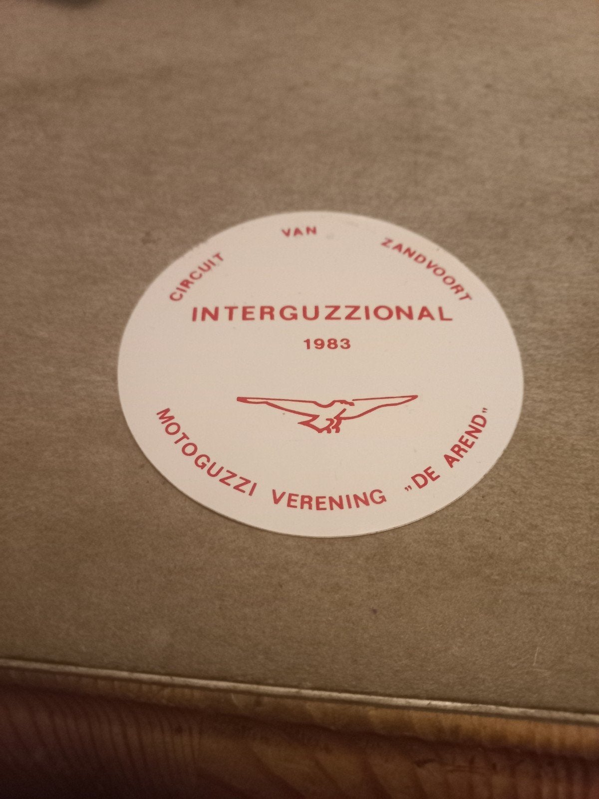 Vintage Moto Guzzi Interguzzional Circuit Zandvoort Sticker, Ophalen of Verzenden