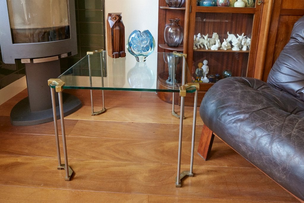 glazen koffietafel jaren ’70 - Peter Ghyczy, Ophalen, 50 tot 100 cm, 50 tot 100 cm, Zo goed als nieuw