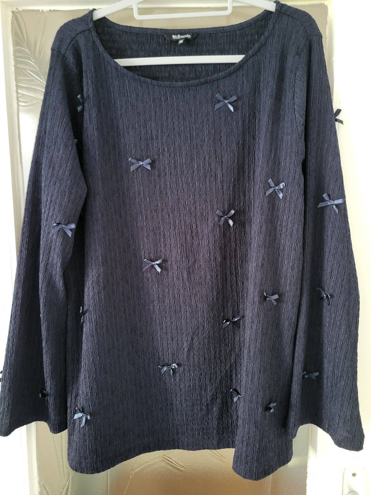 Blauwe top met strikjes ms mode 1x aangehad gehad maat xl, Blauw, Maat 46/48 (XL) of groter, Ophalen of Verzenden, Zo goed als nieuw