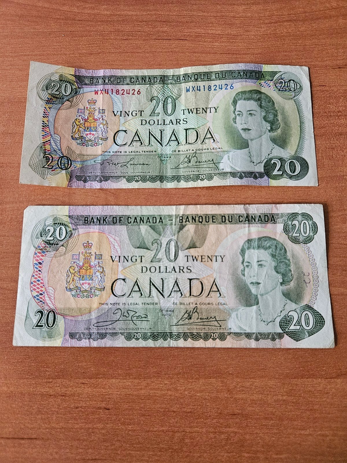2x 20 dollars Canada set 1969 en 1979 j, Ophalen of Verzenden, Noord-Amerika, Setje