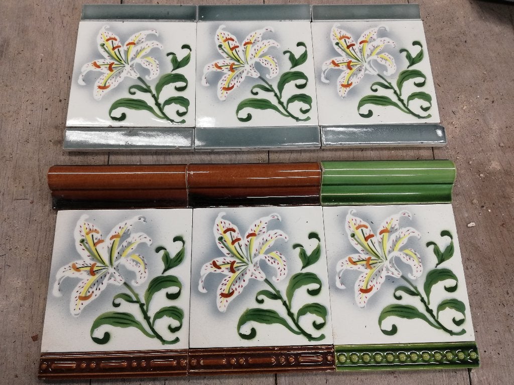 76 art nouveau wandtegels decor lelie, ook div. randen