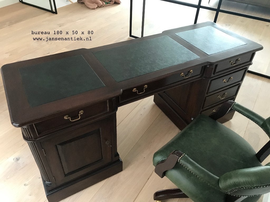 Actie bureau buro mahonie teak chesterfield nu v.a. €750,00, Ophalen, Overige typen, Hout, Antiek