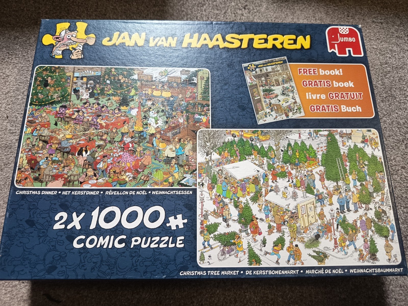 Jan van Haasteren 2x 1000 stukjes Kerstpuzzel, Ophalen of Verzenden, 500 t/m 1500 stukjes, Zo goed als nieuw, Legpuzzel