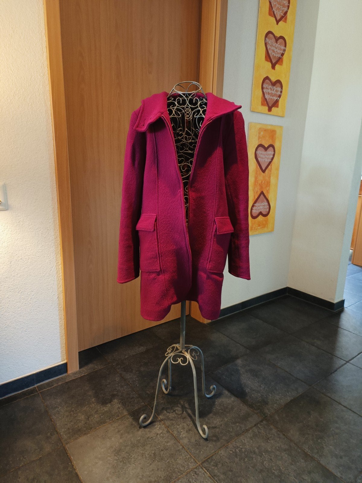 Wollen zwangerschaps-/draagjas maat M, Ophalen, Gedragen, Blauw