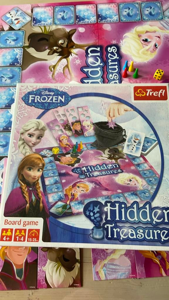 Disney Frozen Hidden Treasures Bordspel / anna en elsa spel, Drie of vier spelers, Ophalen, Zo goed als nieuw