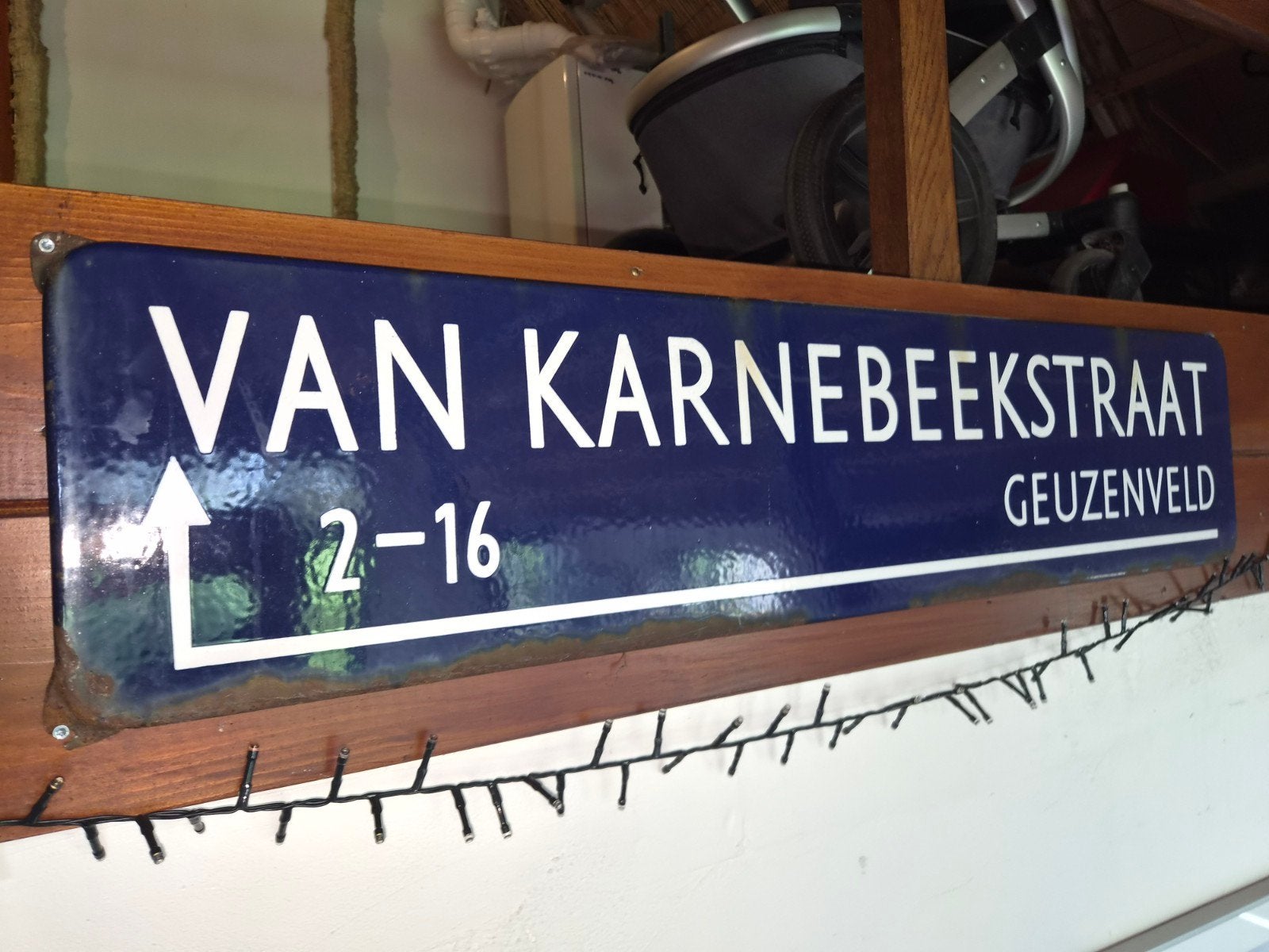 Emaille Straatnaambord 'Van Karnebeekstraat Geuzenveld', Antiek en Kunst, Ophalen of Verzenden