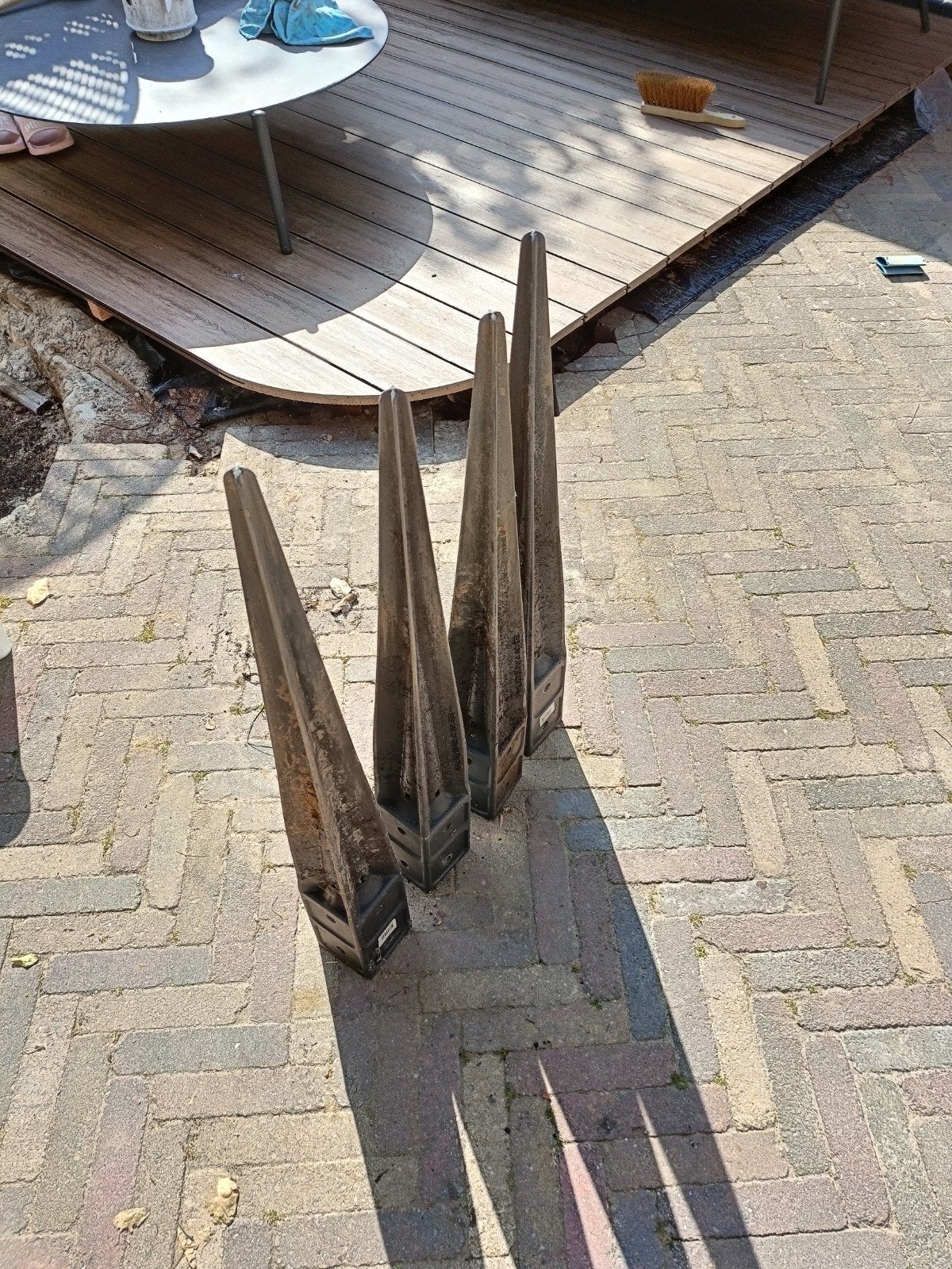 Paalhouders kunststof zwart 7x7 cm - 4 stuks, Tuin en Terras, Palen, Balken en Planken, Ophalen, Gebruikt, Minder dan 180 cm, Palen