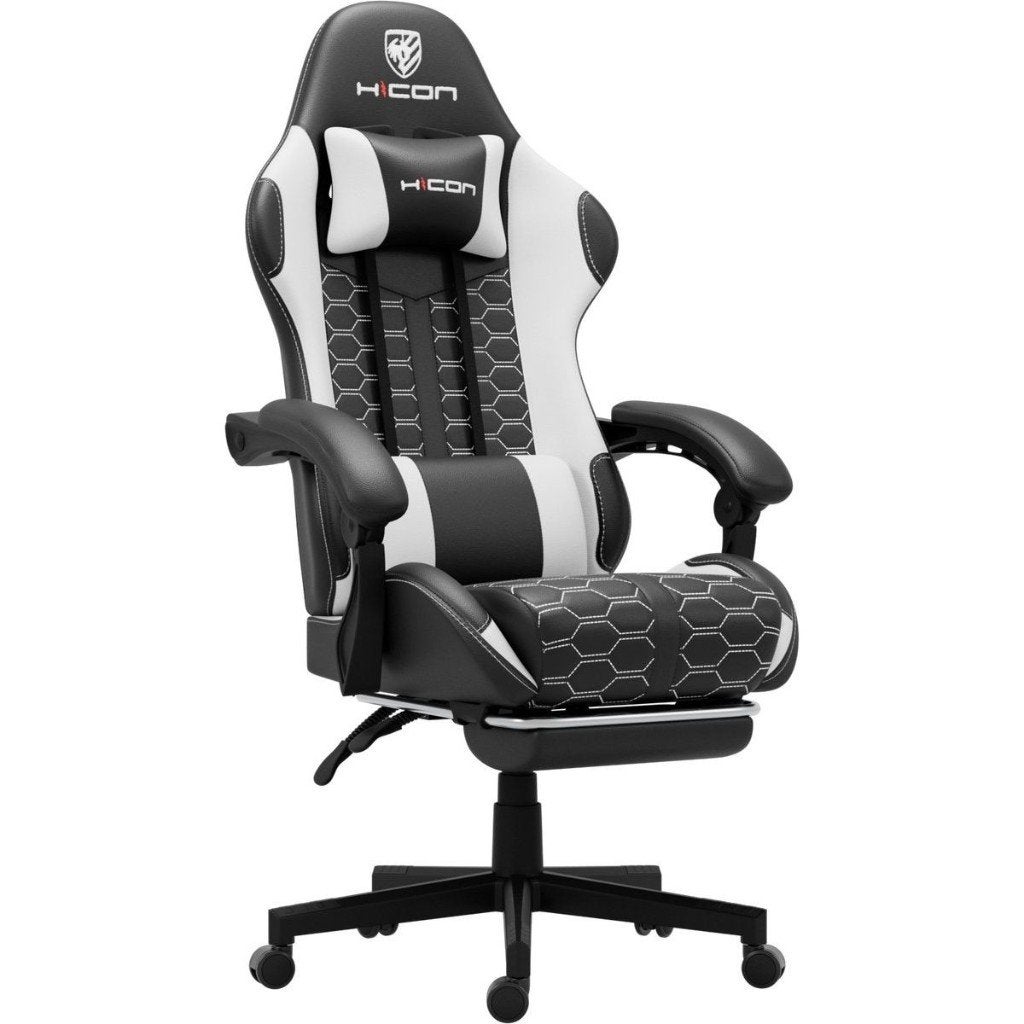 Gamestoel met voetsteun-Ergonomische–Verstelbaar-Wit, Ophalen, Gaming bureaustoel, Wit, Nieuw