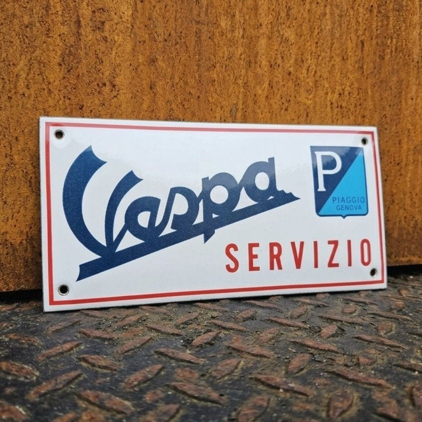 Emaille Reclamebord VESPA Scooter Italië Vintage Plaat 80's, Verzenden, Gebruikt, Reclamebord