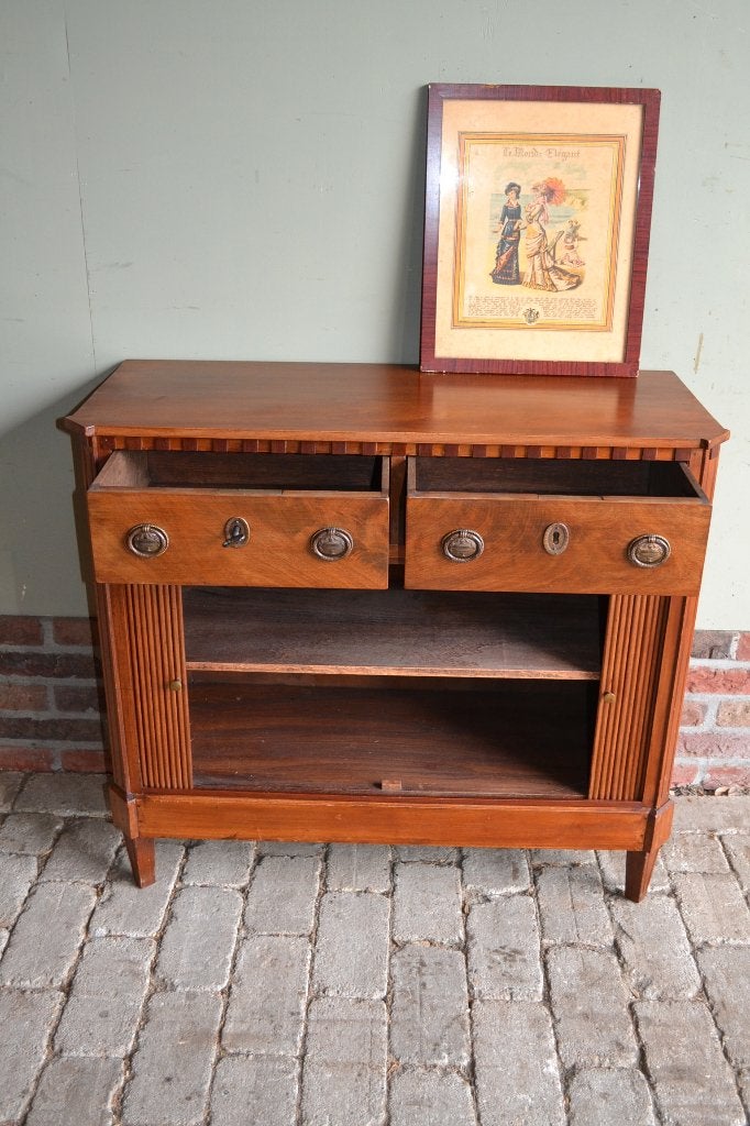 Prachtig antiek mahonie houten dressoir met jaloeziedeur., Antiek en Kunst, Verzenden