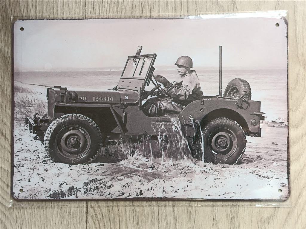 Willys Jeep Metalen Wandbord Willy\'s Jeep ww2, Verzenden, Amerika, Miniatuur of Beeldje