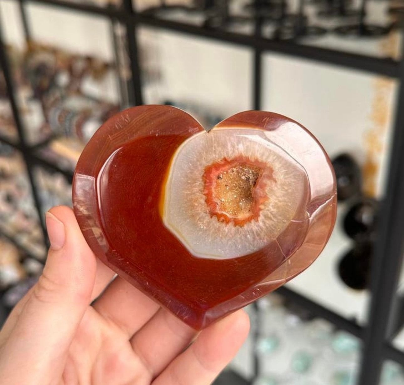 Prachtig druzy sardonyx hart!, Ophalen of Verzenden