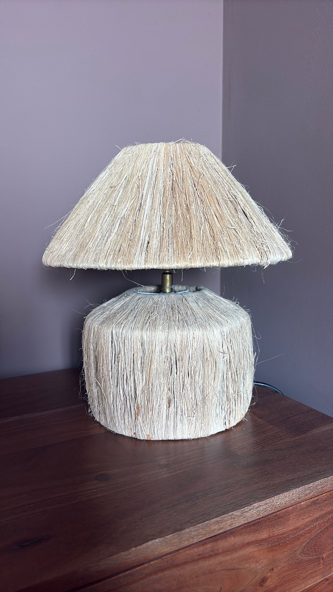 Beige stro/rotan lampje van Loods 5, Gebruikt, Overige merken, Natuurlijk materiaal, Nachtlamp