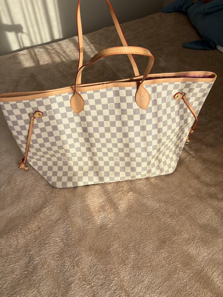 Prachtige grote tas !!! Damier Azur GM(replica), Verzenden, Zo goed als nieuw, Wit, Shopper