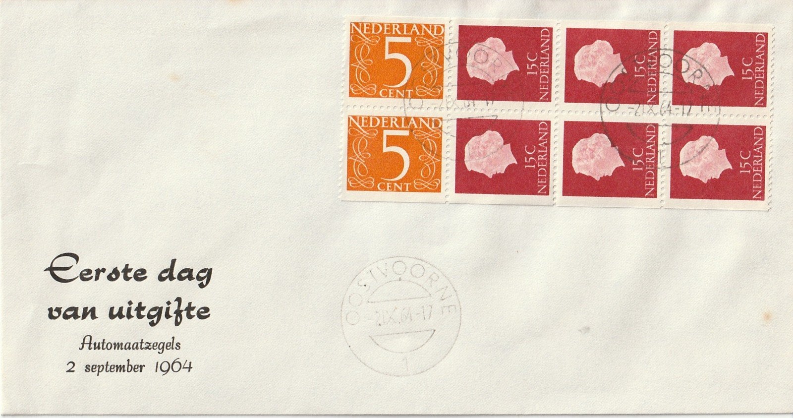 1e dag envelop Automaatzegels 2 september 1964, Postzegels en Munten, Postzegels | Eerstedagenveloppen, Ophalen of Verzenden, Onbeschreven