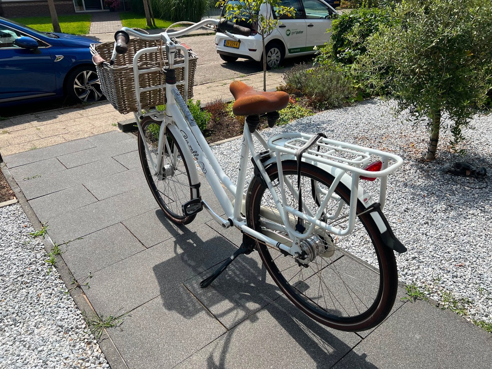 Gazelle Damesfiets met Mand - Wit, Ophalen, Versnellingen, Schijfrem, Gazelle