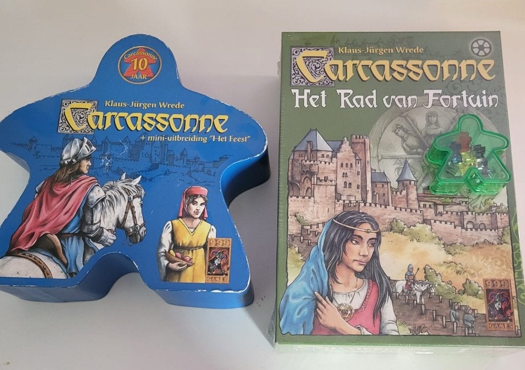 Carcassonne: 10 Jaar Editie + Het Rad van Fortuin, Vijf spelers of meer, Ophalen, Zo goed als nieuw, 999 Games