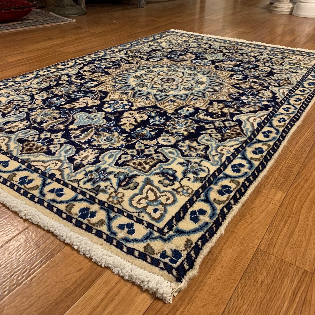 perzisch tapijt - Nain met zijde 142 x 90 cm -Gratis bezorgd, TTM Wonen, Meubels – (Perzische) Tapijten en Woonaccessoires, 100 tot 150 cm