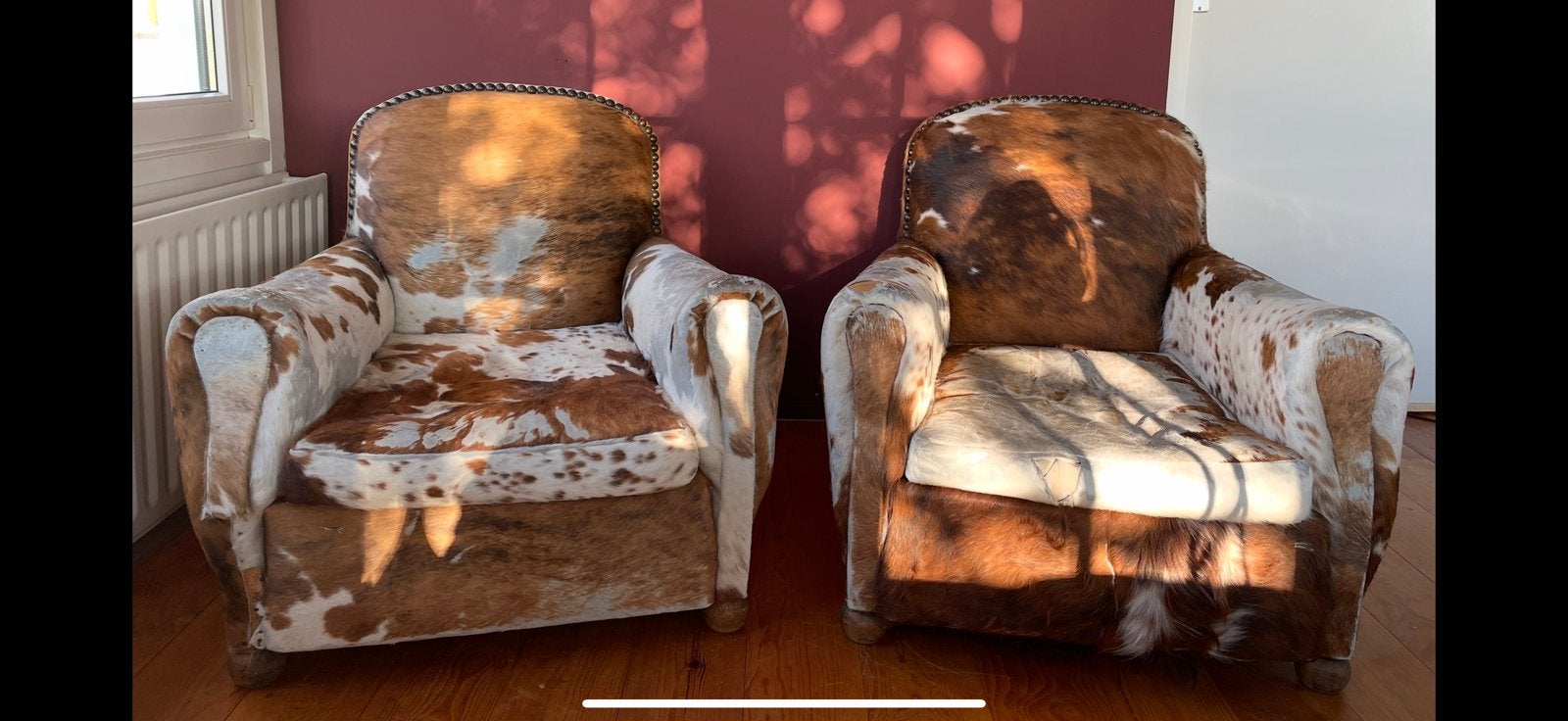 Art deco rook fauteuil begin 1900 koeienhuid zitstoel, Ophalen, Gebruikt, Eenpersoons, Art deco