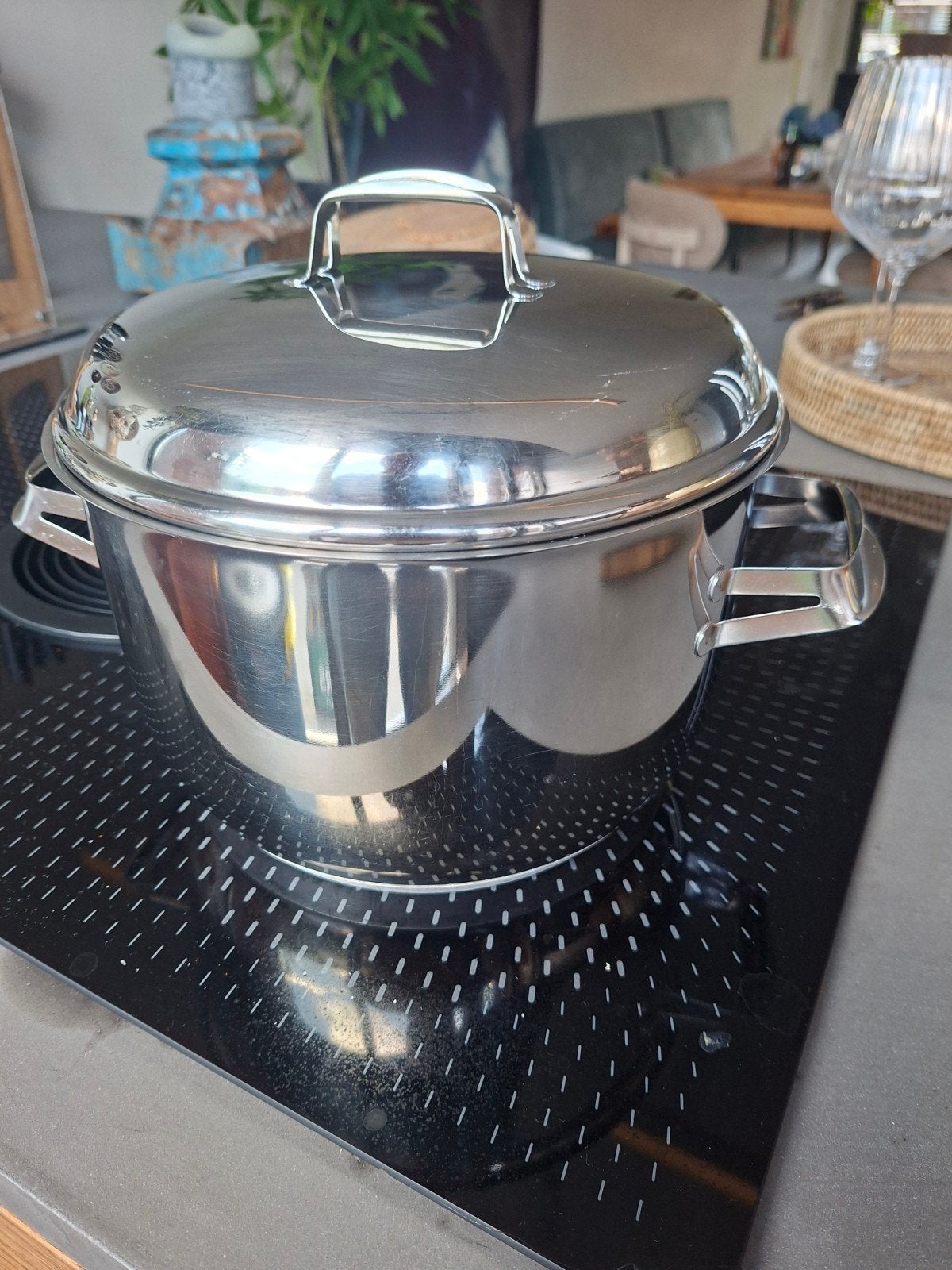 Hackman Finland 18/10 RVS Pan - 24 cm diameter, 14 cm hoog, Gebruikt, Ophalen of Verzenden, Rvs, Kookpan