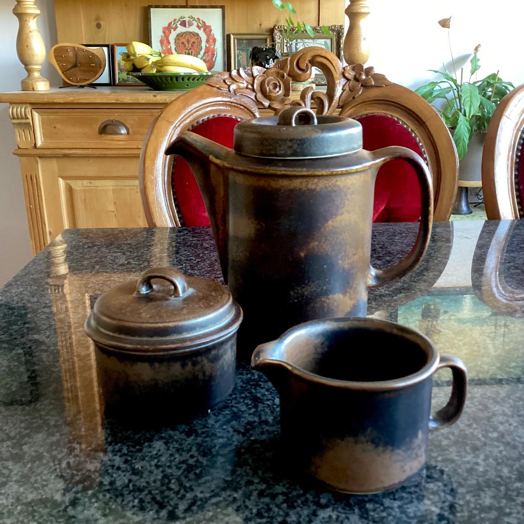 Koffiepot, suiker en roomstel, Arabia, Ruska, vintage, Ophalen