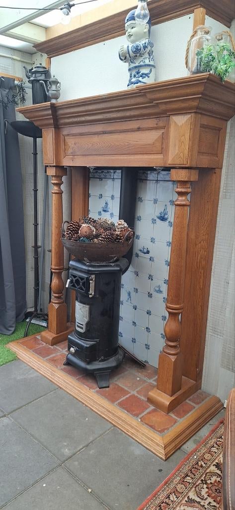 Prachtige eiken schouw, Ophalen of Verzenden, Vrijstaande haard, Houthaard