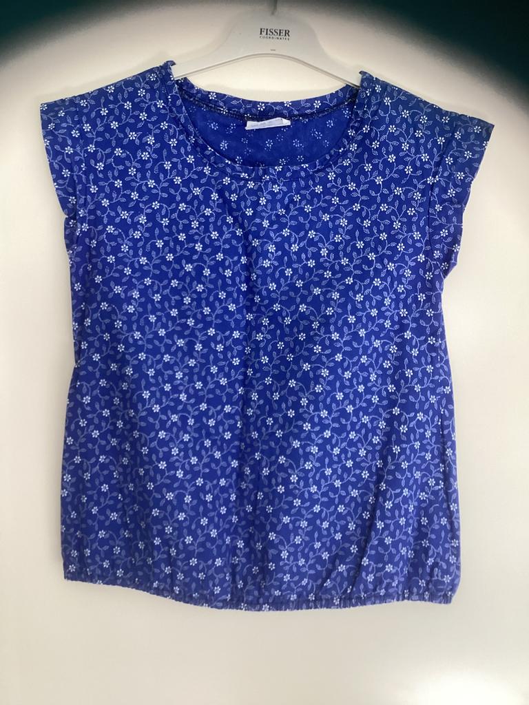 Blouse, bleu dying, mt M, katoen, elatiek  zoom, Hongarije, Kleding | Dames, Ophalen of Verzenden, Zo goed als nieuw, Maat 38/40 (M)