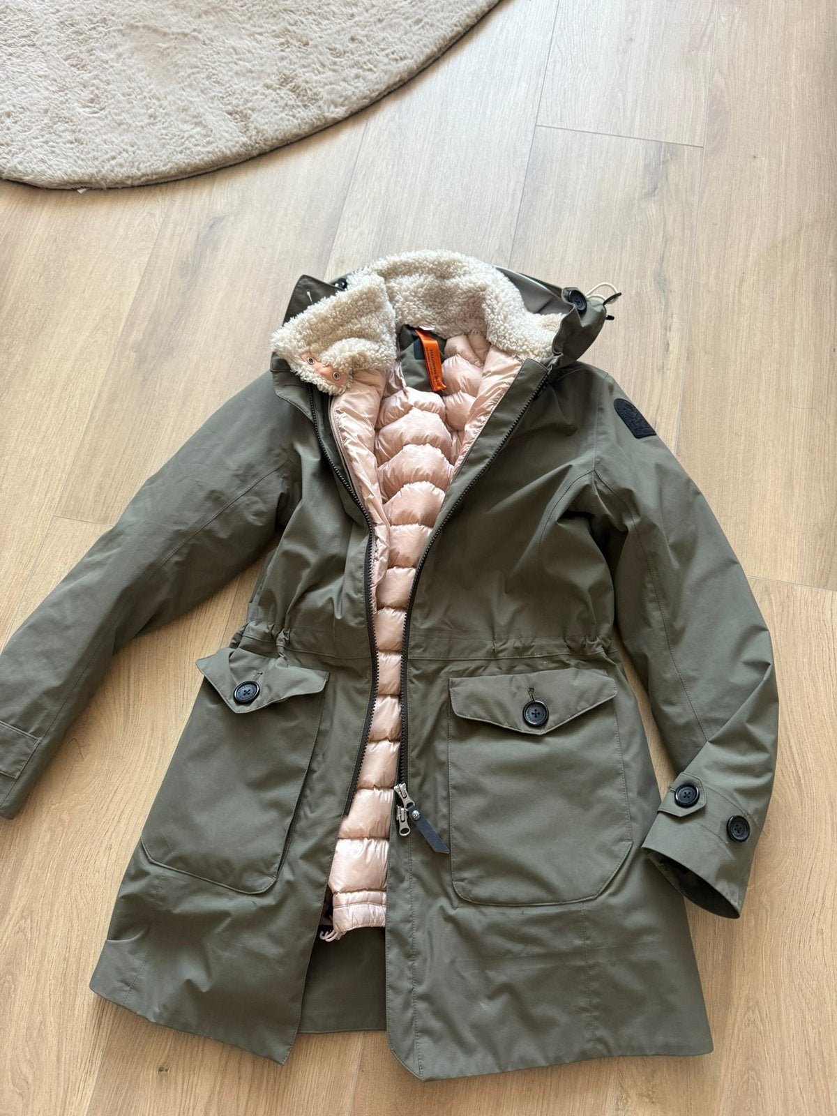 Parajumpers 3 in 1 parka regenjas tussen jas maat 34 36 s, Ophalen, Zo goed als nieuw, Maat 36 (S), Groen