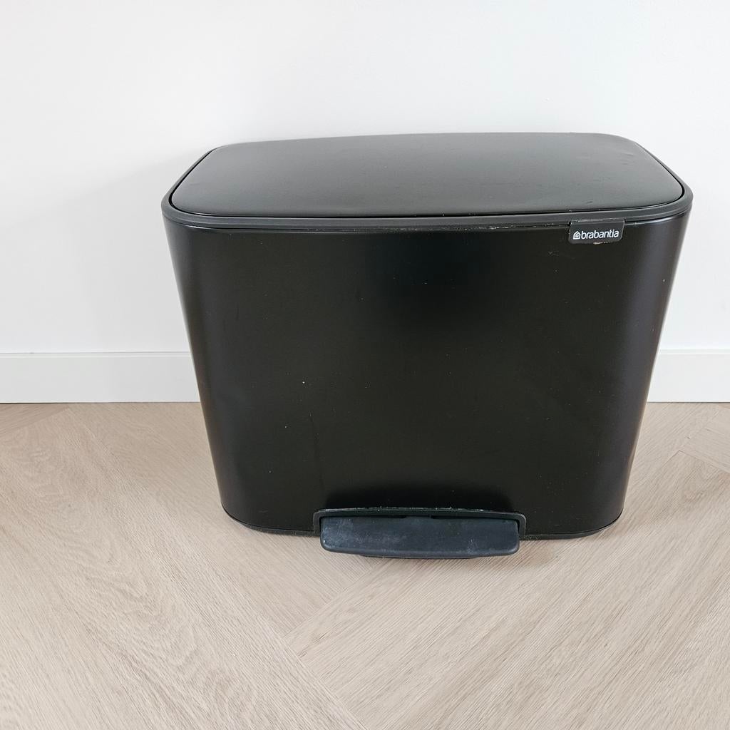 Brabantia Bo Prullenbak Hi 3x11L - Zwart, Ophalen, Met pedaal, Zo goed als nieuw, Metaal