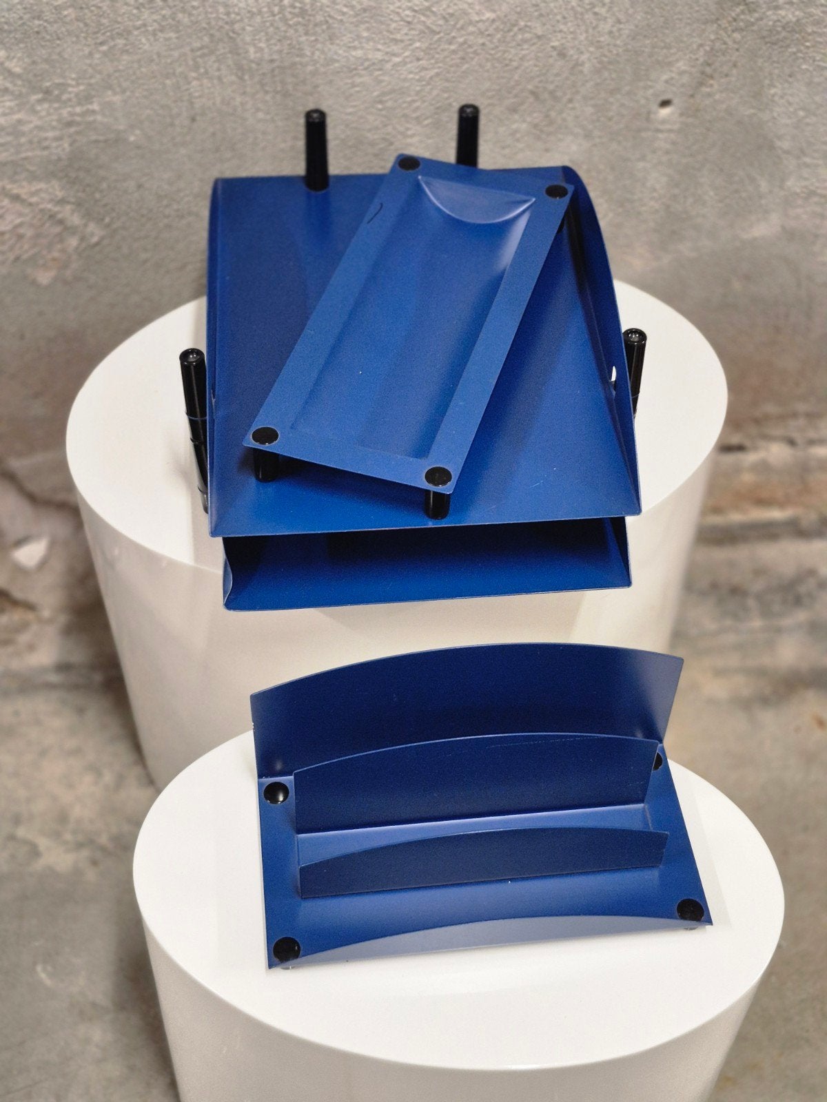 Design Klassieker Manade Axiane Bureau-set Metaal blauw, Ophalen of Verzenden, Zo goed als nieuw