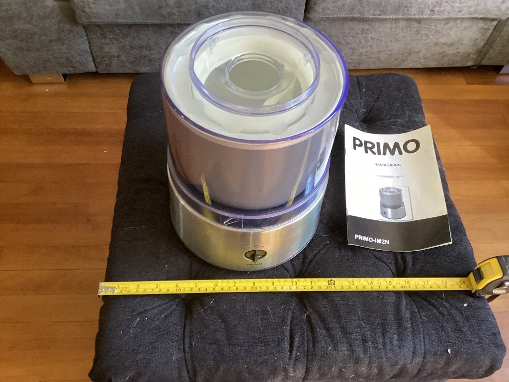 Primo ijsmachine met recepten voor roomijs, Ophalen of Verzenden, Gebruikt, Koelelement