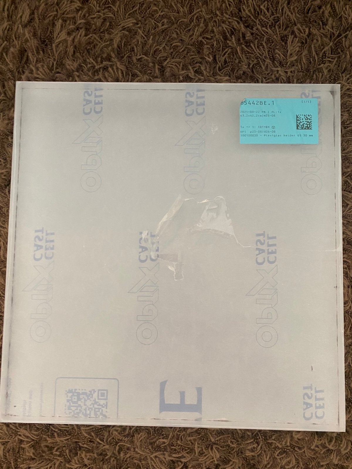 Plexglas helder 43,2x42,2x3 cm, Ophalen of Verzenden, Zo goed als nieuw, Overige formaten, Poprock