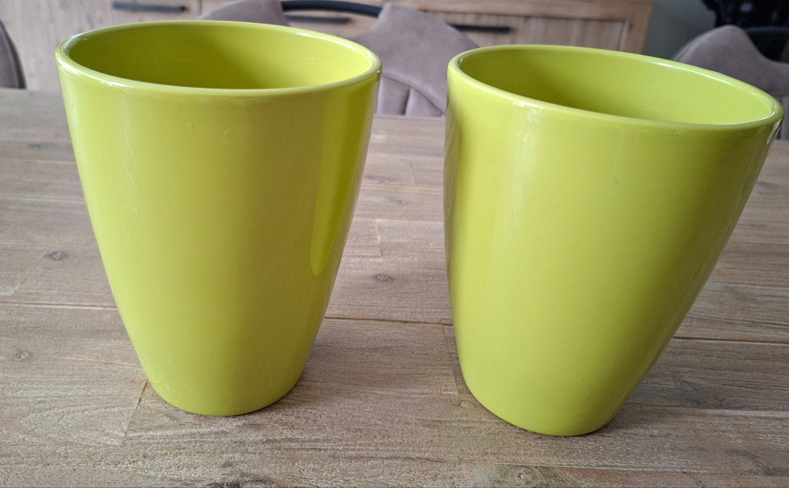 Groene bloempot, plantpotten, vaas, Rond, Binnen, Ophalen of Verzenden, Zo goed als nieuw