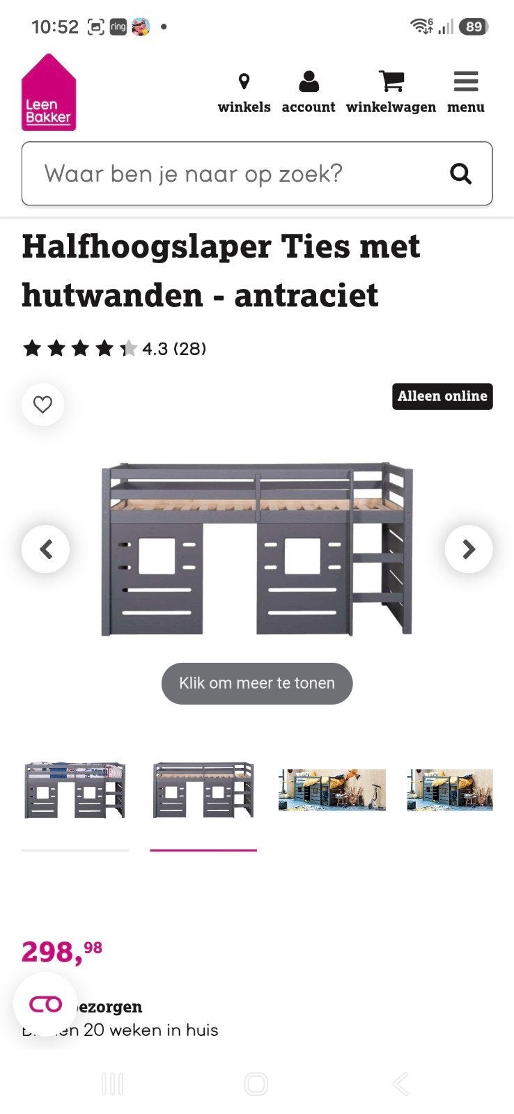 Ties kinderbed halfhoogslaper met hutwanden, 85 tot 100 cm, Gebruikt, Hoogslaper of Stapelbed, Ophalen of Verzenden