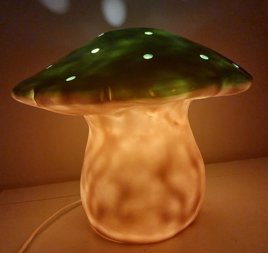 Heico Lamp Paddenstoel Groot Groen Vintage 35 cx 30, Ophalen of Verzenden, Gebruikt, Kunststof, Minder dan 50 cm