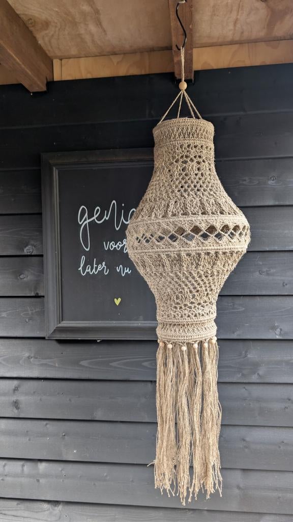 Gehaakte hanglamp in touw kleur, Ophalen of Verzenden, Nieuw, Minder dan 50 cm