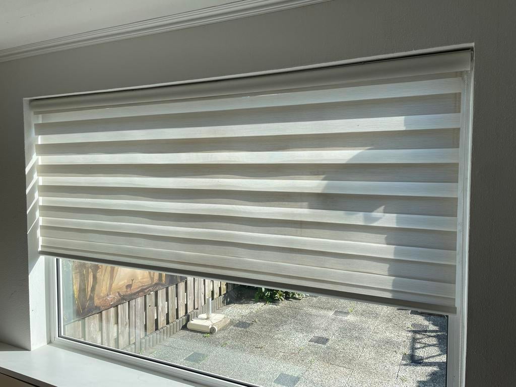 Duo rolgordijn 240cm breed - Crème/Wit, Ophalen, Zo goed als nieuw, Crème, 200 cm of meer
