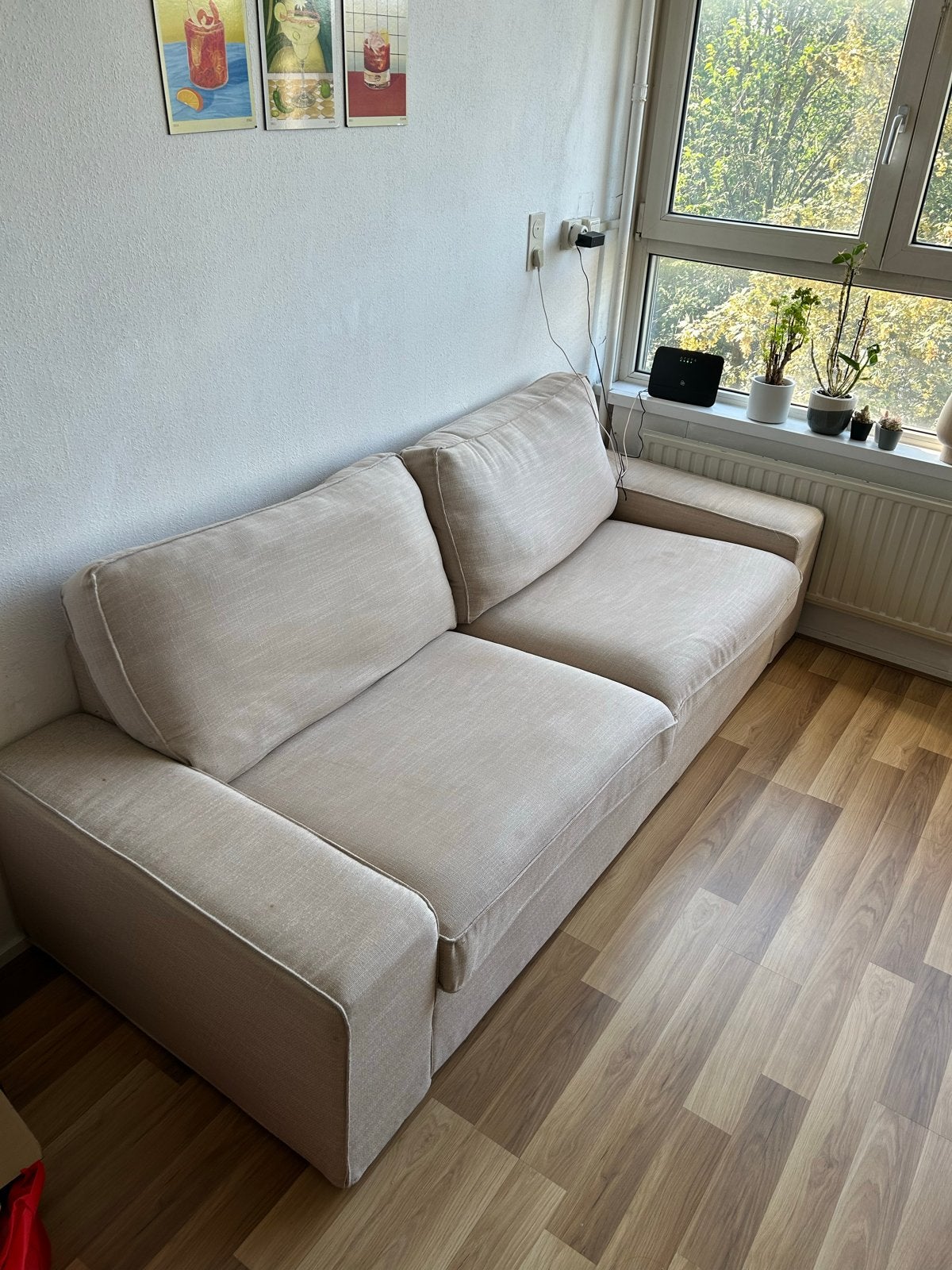 IKEA VIMLE 3-zitsbank - Beige - 230x91x51cm, Ophalen, Gebruikt, Driepersoons, 75 tot 100 cm
