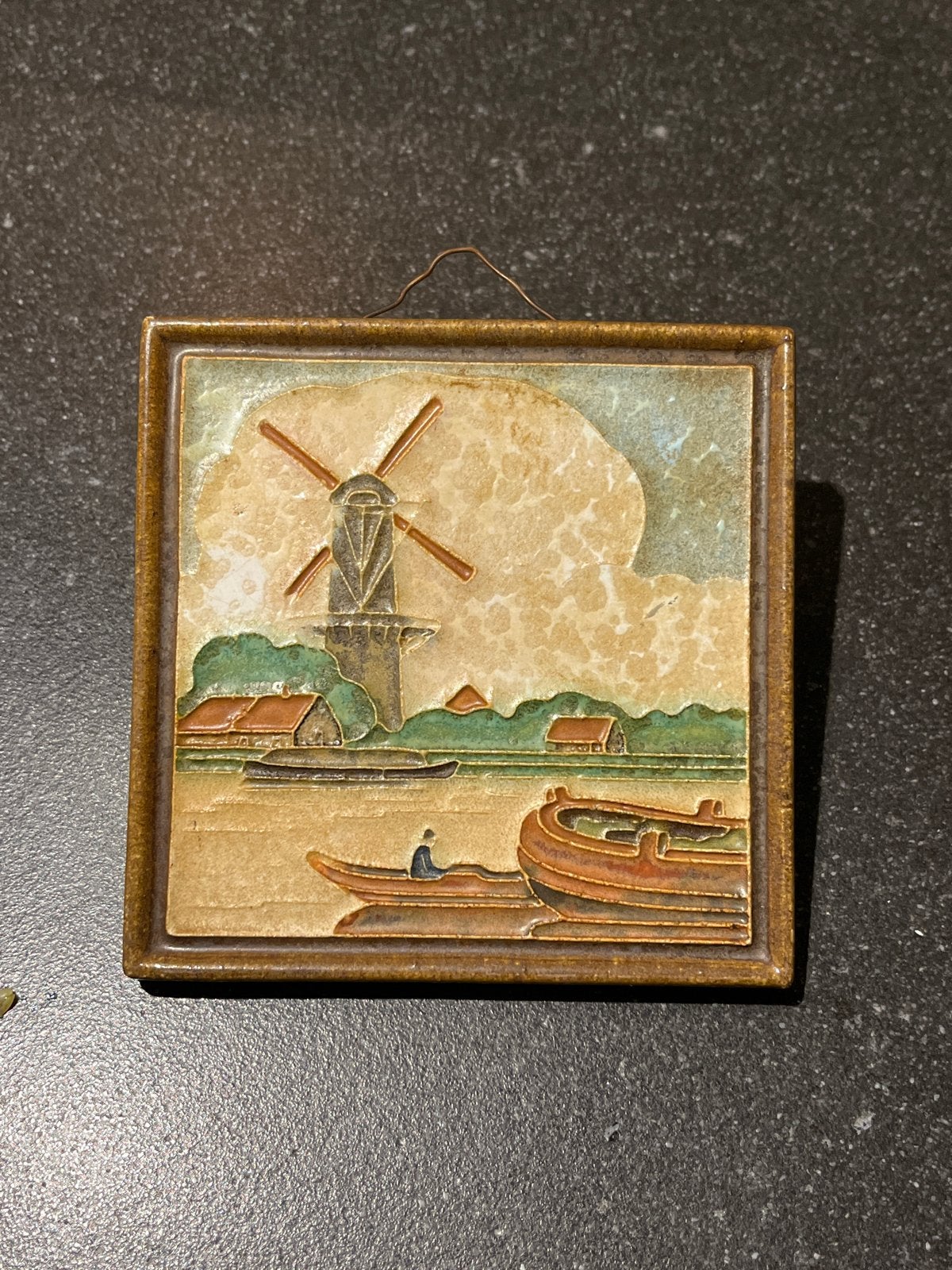 Keramische Reliëftegel St. Lukas Utrecht - Hollands Landscha, Ophalen of Verzenden