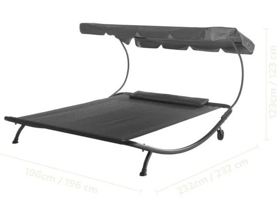 Nieuwe Extra grote loungebed met zonnedak - departijwinkel, Tuin en Terras, Tuinsets en Loungesets, Ophalen, Nieuw