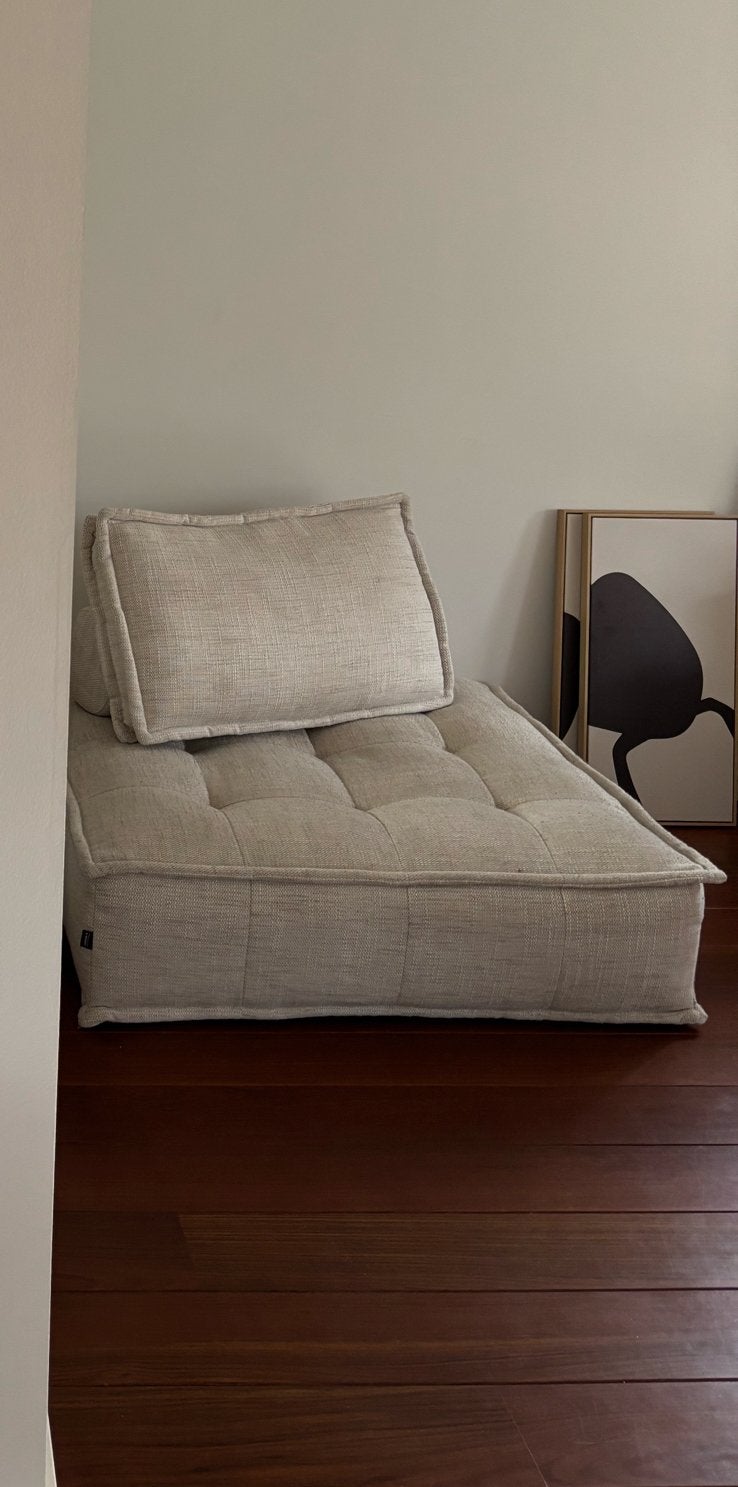Mooie grote lounge bank fauteuil van Loods 5 zandkleur, Ophalen, Gebruikt, 100 tot 125 cm