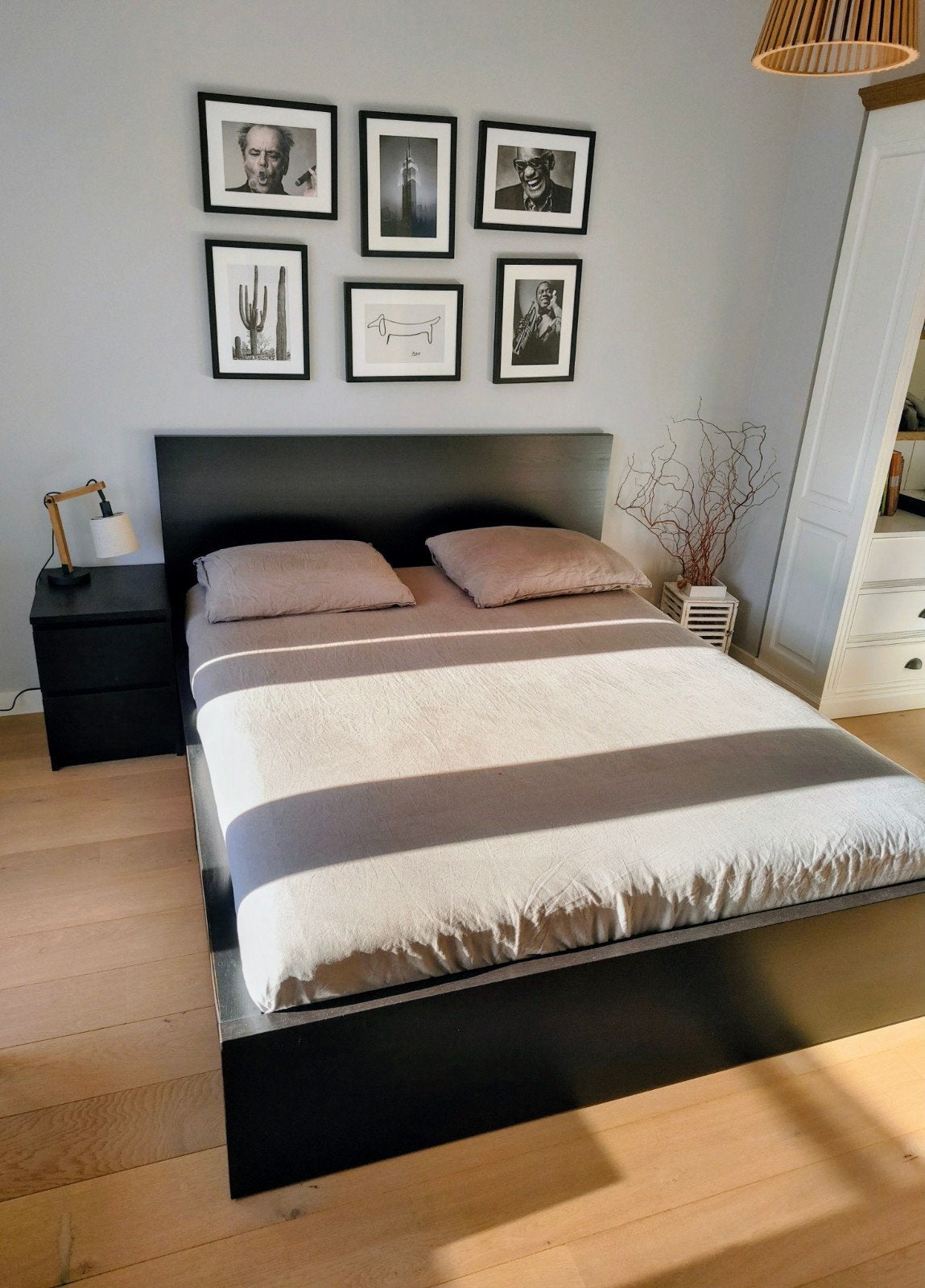 Ikea Malm bed 160x200 met 4 lades en matras, Ophalen, Wit, Tweepersoons, Zo goed als nieuw