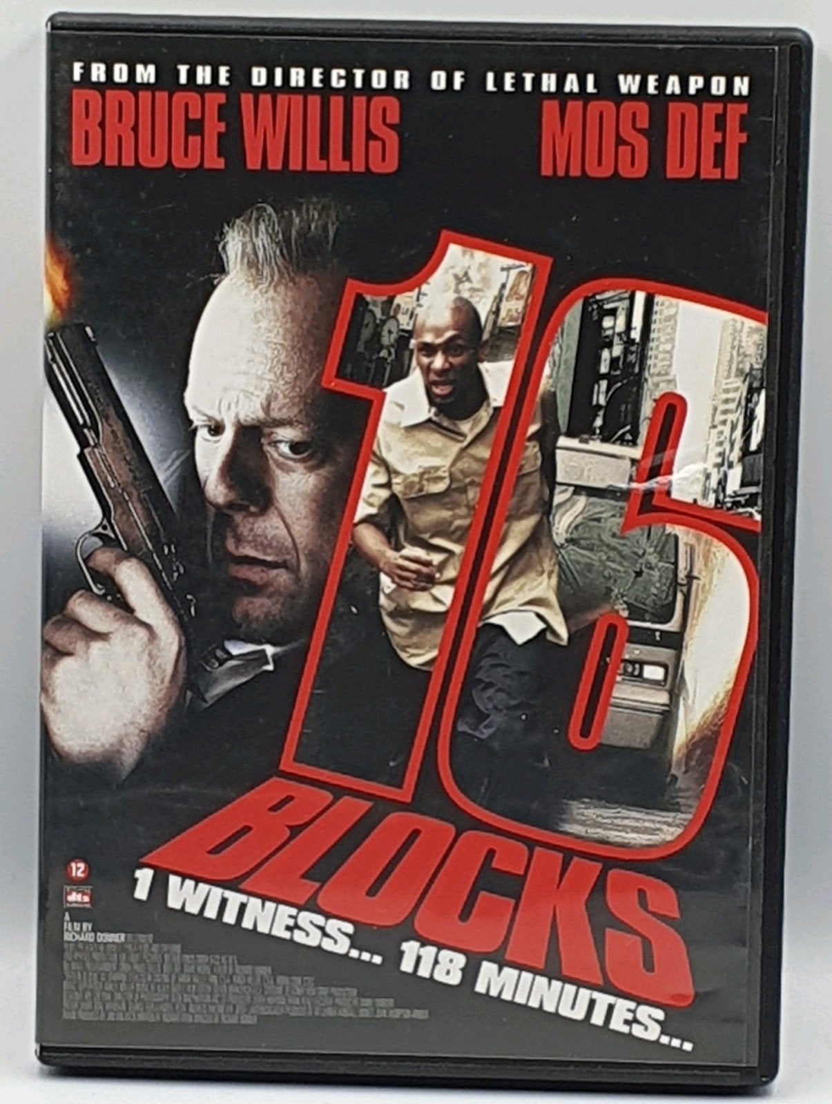 Te koop: 16 Blocks DVD - Bruce Willis Actiethriller, Vanaf 12 jaar, Ophalen of Verzenden, Gebruikt, Actiethriller
