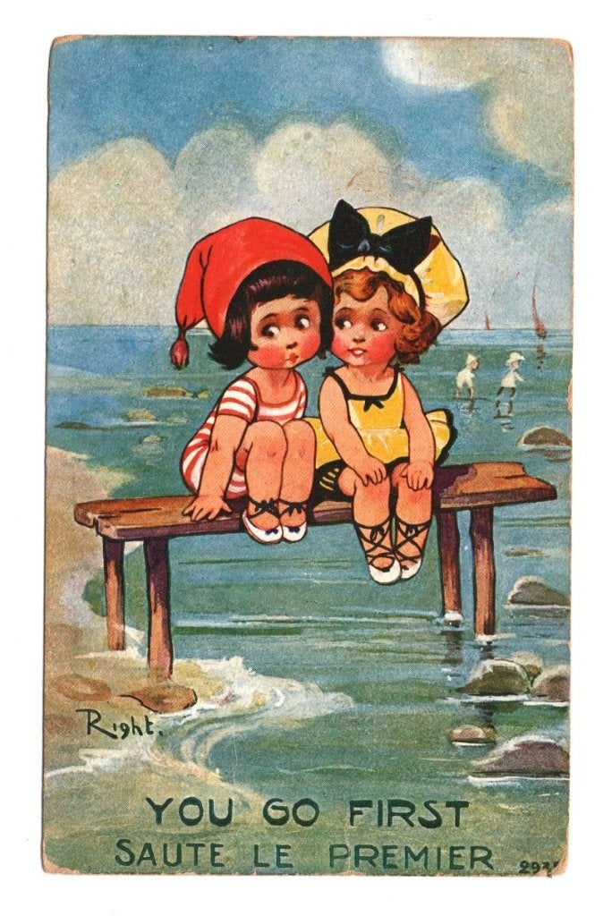 Oude Ansichtkaart Kinderen aan Zee WOI Legerpost 1916, Ophalen of Verzenden, Voor 1920, Gelopen, Engeland